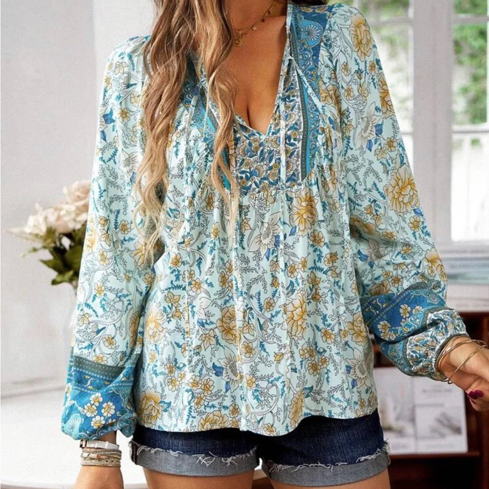 Boho Pink Floral Blouse - Picture 12 of 12